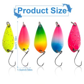 MWUMRCM 5 Piece Trout Spoon Set Trout Bait Fishing Lure Set with Hooks Realistic Trout Bait in Weights Lifelike Rotating Trout Spoon Set Made of Metal