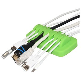 Organizador de cables más pesado del mercado. Soporte compacto y pesado para cables de computadora y organizador de cables, silicona ecológica, sin mal olor, incluido con 4 bridas reutilizables (verde)