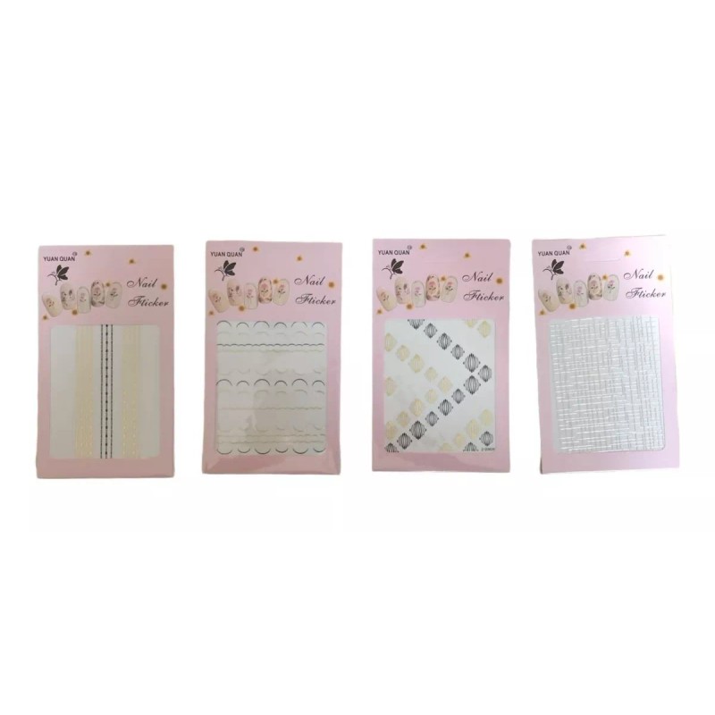Stickers Uñas Paquete 12 Plantillas Diseños Varios Grecas