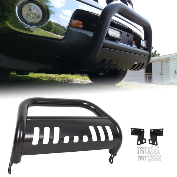 ECOTRIC 3" Bull Bar Compatible with 2005-2007 Pathfinder/ 2005-2015 Xterra/ 2005-2021 Nissan Frontier Push Bumper Grille Brush Guard (Black)