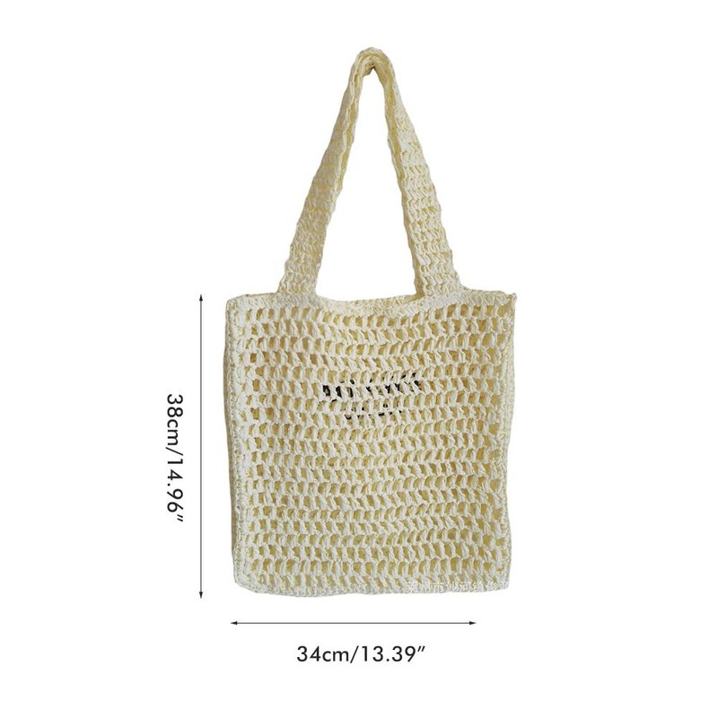 Handmade Straw Bag Travel Beach Fishing Net Handbag Hollow Casual