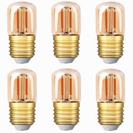 Genixgreen Low Wattage LED Light Bulb 10W Equivalent 1W E26 Mini Dim Edison Bulb Replacement Vintage Refrigerator Freezer Decorative Amber Glass Night Light Bulbs,Warm White 2200k,80LM, 6 Pack