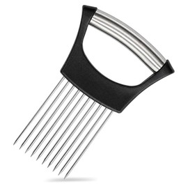 Stainless Steel Onion Holder for Slicing, 10-Needle Vegetable Cutter Guide for Onions, Tomatoes, Potatoes and Meat