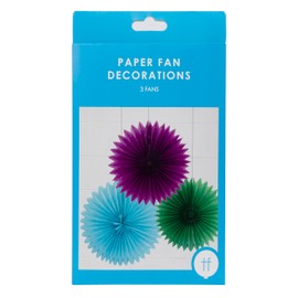 Talking Tables 3 x Reusable Eco Paper Fan Hanging Decorations for Girls or Boys’ Birthday Parties | Retro Themed Event Sustainable partyware-15cm