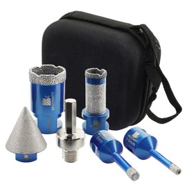 Diamond Tile Drill Bit Set - 6/8/35 mm Diamond Drill & 20 mm Diamond Finger Cutter - 35 mm Chamfer Drill Bit One Adapter