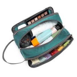 Yeiotsy Boys Toiletry Bag - Kids Travel Dopp Kit with Mesh Pockets, Compact Organizer for Gym, Camping, Hiking (Emerald Green)