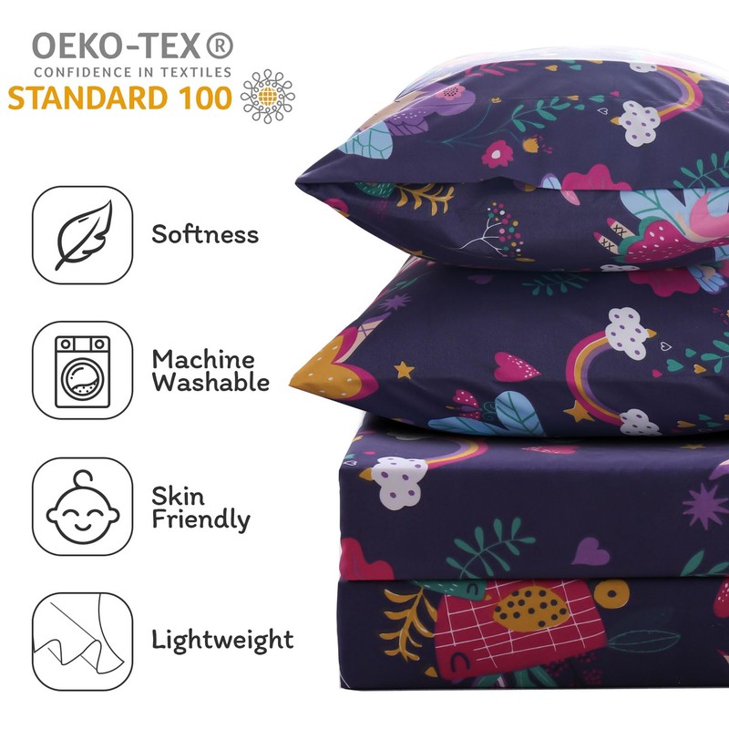 JSD Purple Fairy Kids Sheet Set Twin Size, 3 Piece