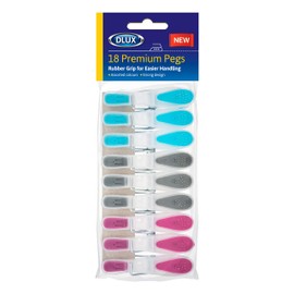 Soft Grip Clothes Pegs for Washing Line Multi-Coloured Strong Non Slip Rubber for Easier Handling Windproof Laundry Clips in Assorted Coloured, Clothing Clamps for Towels Socks Cloths (Pack of 18)