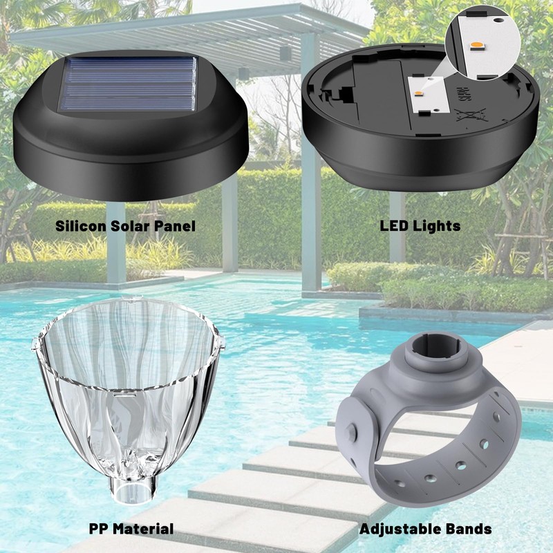 Solar Pool Lights for Above Ground Pools, LED Energy Saving