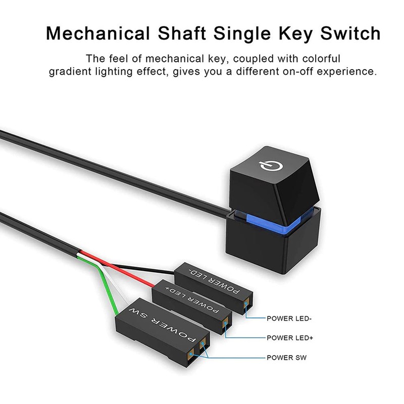 PC Power Switch Blue Switch Mechanical Key Backlit Plug and