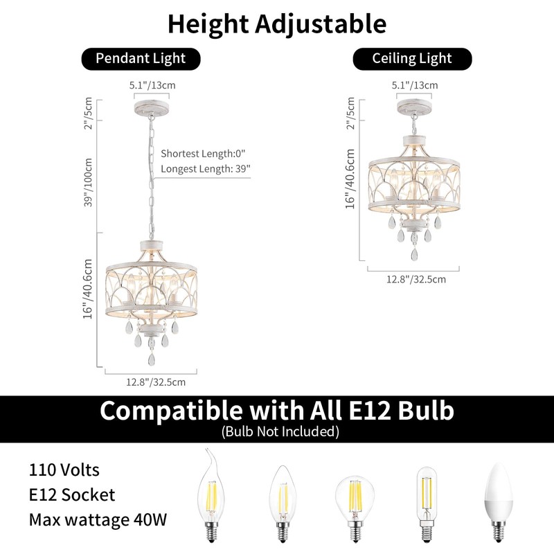 Uiimeces Small Crystal Chandelier, Modern Crystal Chandelier for Dining Room,