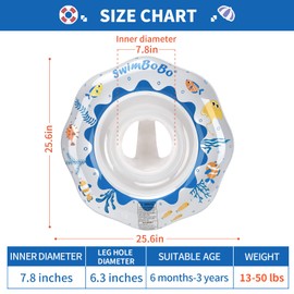 YOUWANLI Baby Swimming Float Inflatable Swim Seat with Comfort Pillow for Age 6-36 Months Toddler (White)