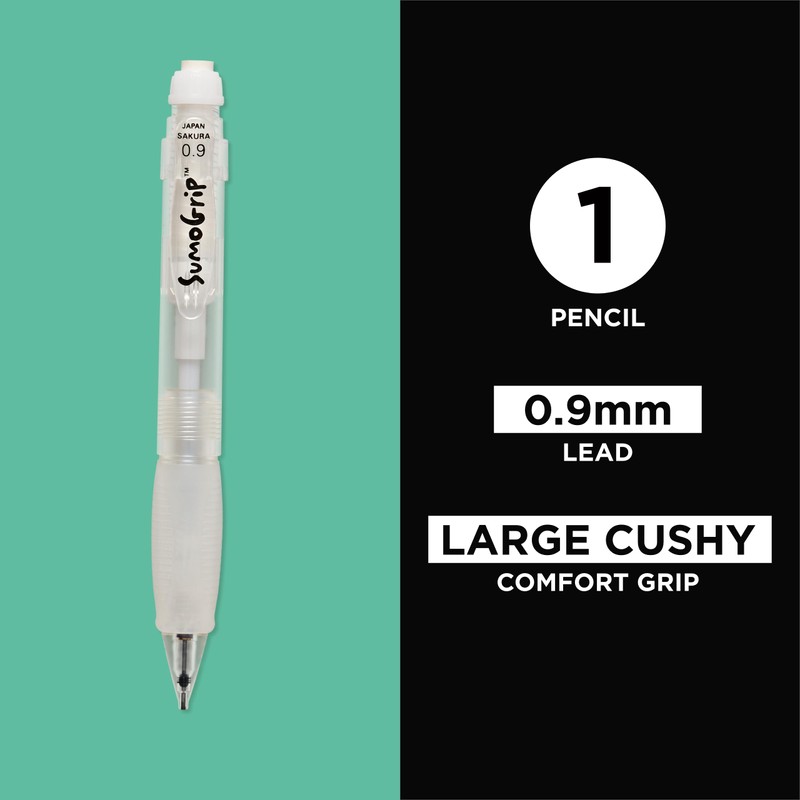 SAKURA 50280 SumoGrip 0.9-mm Pencil with Eraser, Clear