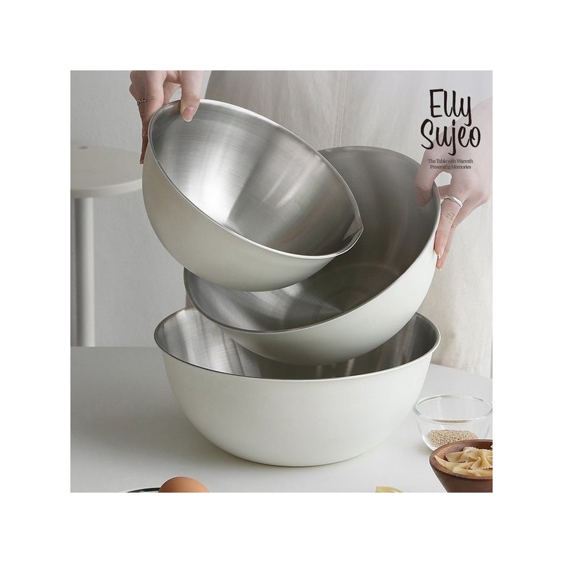 Elimach Cream-tone Stainless Steel Mixing Bowl 24cm / 엘리막쉬 크림톤