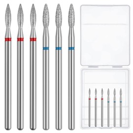 Broca para Cutícula, Brocas de Uñas Broca de Llama para Limpiar Cutícula para Máquina de Lima de Uñas Eléctrica de 3/32 “, Herramienta de Preparación de Uñas (Rojo, Azul, Llama)