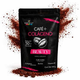 Earth Co  Café  Colágeno BEAUTY  Colágeno Hidrolizado Bovino, Biotina (B8) y Ácido Fólico (B9)  Piel, Cabello y Uñas  Molido con Canela  500g         