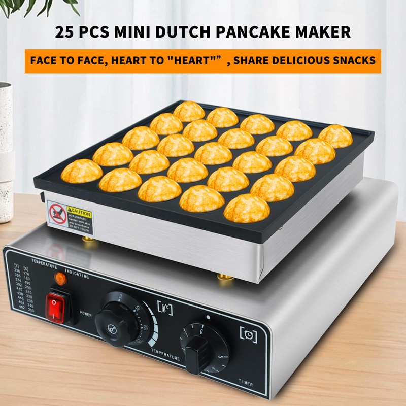 KOOTEN Mini Dutch Pancake Maker, Commercial Electric Pizzelle Maker, 110V