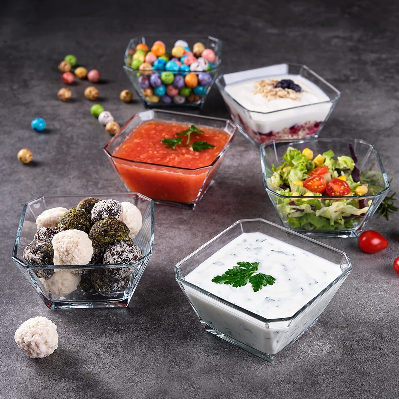 Glass Bowls for Kitchen Prep, Modern Serving Dishes for Dessert,