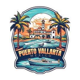 Puerto Vallarta Mexico Design A Souvenir Vinyl Decal Sticker 2-Inch