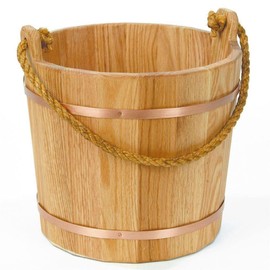 Lehman's Unlined Oak Bucket - Vintage Style Kiln Dried Wood with Rope Handle, 2 Qt