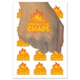 Embrace the Chaos Temporary Tattoo Water Resistant Fake Body Art Set Collection - 54 1" Tattoos (1 Sheet)