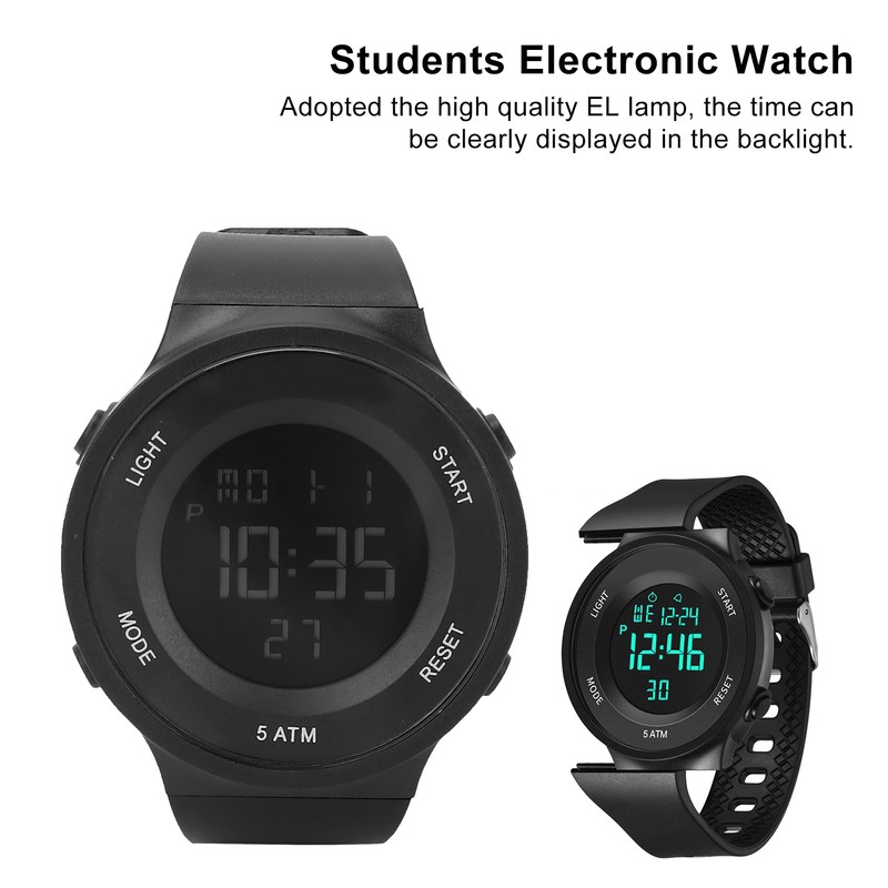 Students Electronic Watch Waterproof Stopwatch Alarm Dual Time Digital Sports