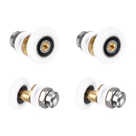 MECCANIXITY Shower Door Rollers Wheels, 27mm Diameter Bathroom Glass Shower Door Replacement Parts Runner Sliding Roller for Bathroom Glass Doors Kitchen, (White, Pack of 4)