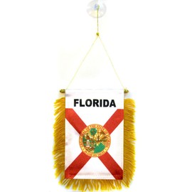 AZ FLAG - Florida Mini Banner - 6'' x 4'' - 100% Polyester US state of Floride Small Pennant for Car - Double-sided Flag with Suction Cup Hanger