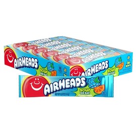 Airheads Candy, Blue Raspberry Flavor, Individually Wrapped Full Size Bars, Taffy, Non Melting, Party, Pack of 36 Bars,0.03 kilogram - Flavor: Sour Blue Blast