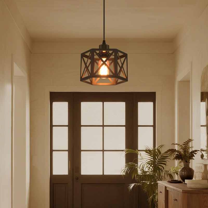 CAFULAM Farmhouse Pendant Light Fixture, Black Pendant Lights for Kitchen