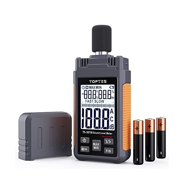 TOPTES Decibel Meter, Sound Level Meter With 2.25" Backlit LCD