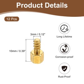 PATIKIL 12pcs M3 Male to Female Self-Tapping Hex Standoffs Spacers Pillars, M3 4+6mm Brass Motherboard Standoffs Copper