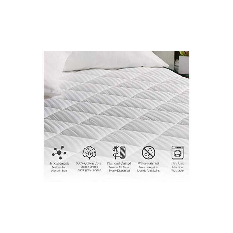 Sheraton Mattress Pad - Diamond Quilted Mattress Topper - Fits
