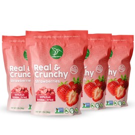 Colibreeco, Freeze-Dried Fruit, Strawberries, 1.0 Ounce (Pack of 4), Real and Crunchy, Non-GMO, Kosher and Vegan, 100% Fruit, No Sugar Added, Excellent for Healthy Snacks and Gluten Free.