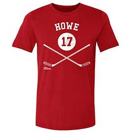 500 LEVEL Gordie Howe Shirt (Cotton, X-Large, Red) - Gordie Howe Detroit 17 Sticks WHT