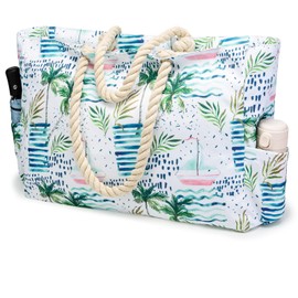 KUAK Beach Bag, Extra Large Beach Bags for Women Men with Zippers, Pockets, Waterproof Beach Tote Bag for Pool Travel