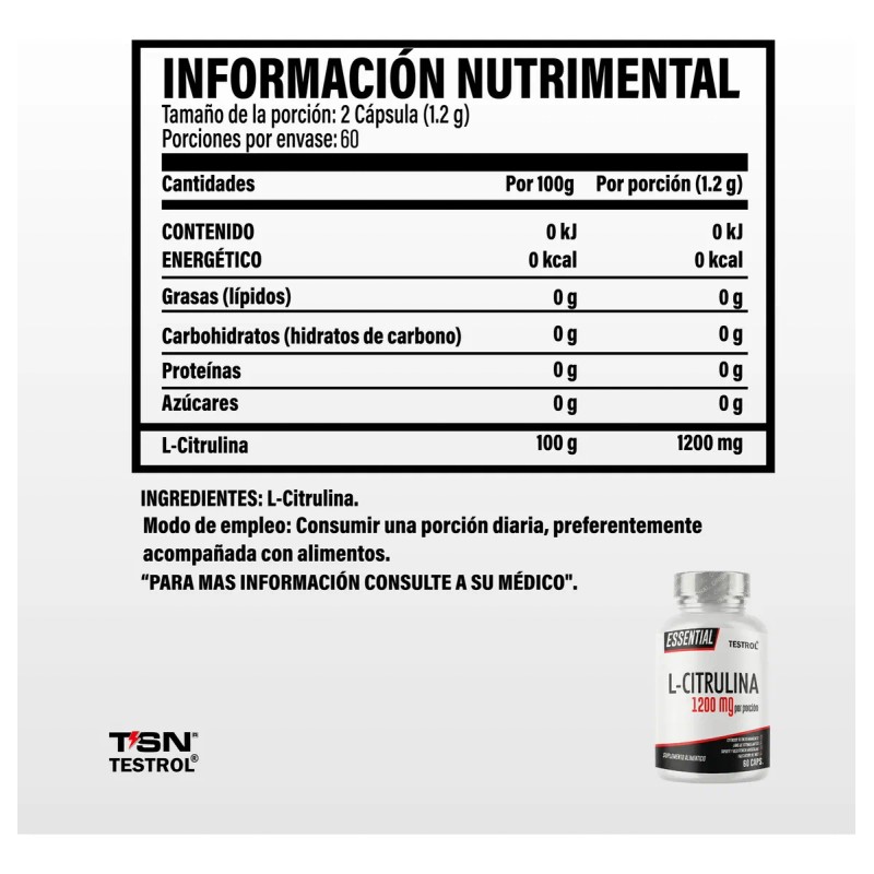 Combo Arginina Essential Citrulina Essential Testrol 60 Cpsulas cu