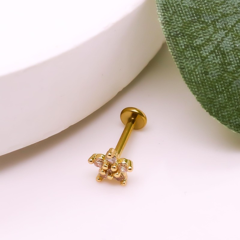 FLOGWE 3 PCS 16G 316L Pushin Nose Stud Rings Leaf