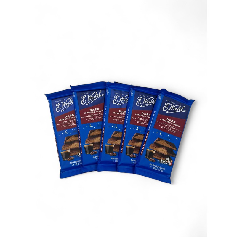 E.Wedel Espresso Flavored Dark Chocolate Bars (Pack of 5), Full