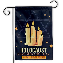 MAIANEY (12"x18") Holocaust Remembrance Flag Holocaust Remembrance Day Garden Flag Israel Jewish Jews Holocaust Candle Star Of David Flag Gifts Outdoor Decorations Yard House Porch Patio Double Sided