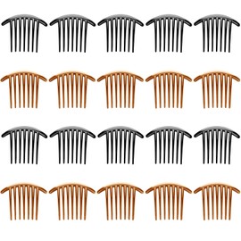 20 Pieces 7 Tooth French Style Twist Comb Plastic Hair Side Combs Hair Accessory for Women (Black and Brown)