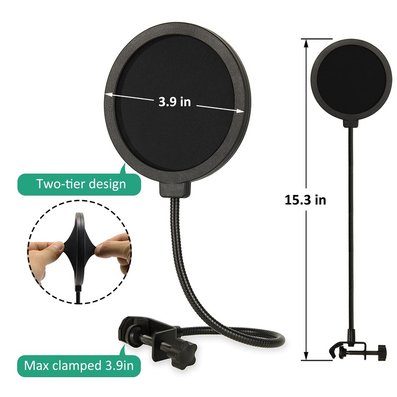 Rigych Microphone Pop Screen with Foam Windscreen Microphone, Professional Microphone