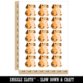 Silly Dog Sitting Up Smiling Temporary Tattoo Water Resistant Fake Body Art Set Collection - 15 2" Tattoos (1 Sheet)