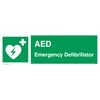 AED Emergency Defibrillator with heart defibrillator symbol Sign - 300x100mm