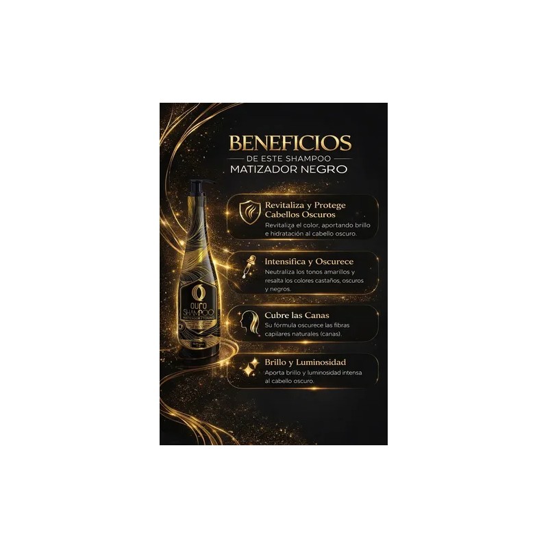 Ouro Shampoo Matizador Negro para Cabello Obscuro 1 lt