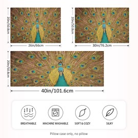 Blueangle Beautiful Peacock Pillow Cases – Soft Breathable Pillowcase Covers – Machine Washable – Decoration Pillows for Sleeping - King Size 20''×26''