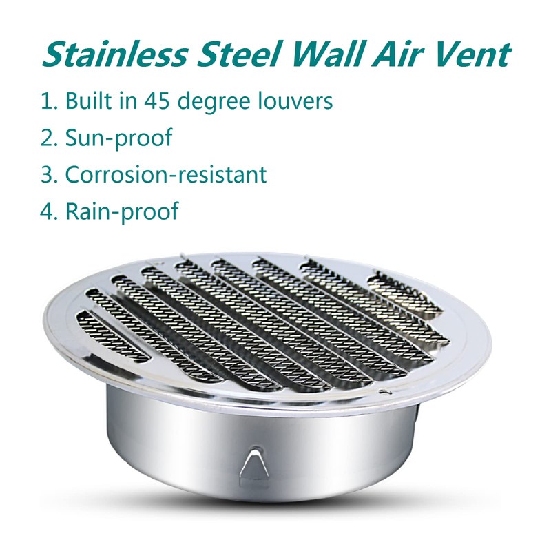 4" Stainless Steel Air Soffit Vents, Allvent Louvered Grille Cover