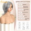 QUEENTAS Peluca Gris De 30 Cm Para Mujer, Color Gris