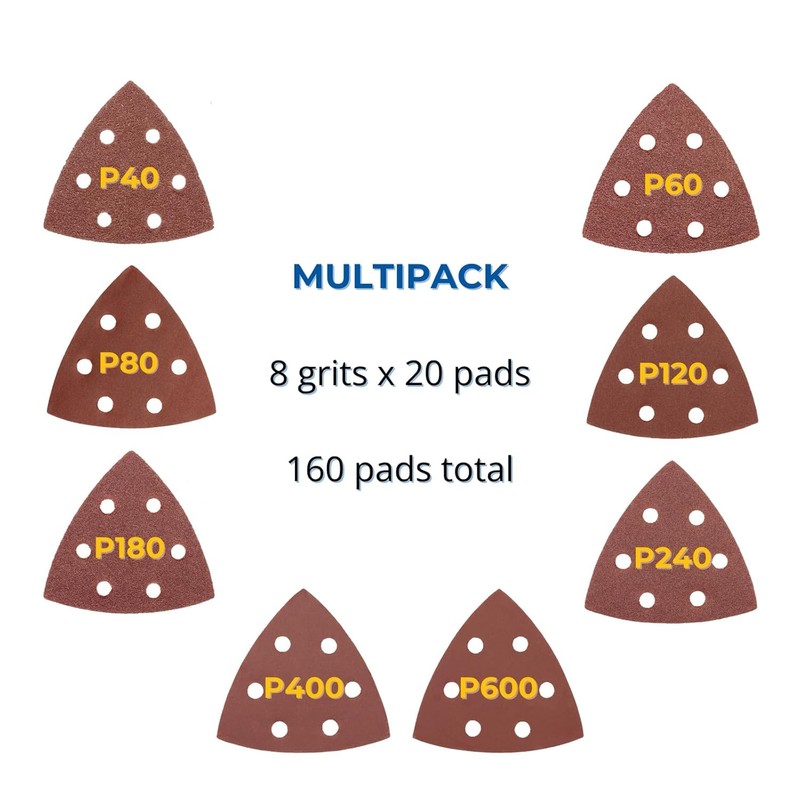 Triangle Sanding Pads, 160 Pcs 93 mm Detail Sander Pads