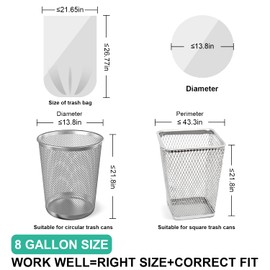 T.FORING 120 Count 8 Gallon Trash Bags Unscented - Thick Clear Medium Garbage bags, 30 Liter Strong Plastic Wastebasket Can Liners for Kitchen Home Bathroom Office